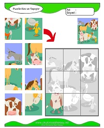 Puzzle Kes Yapıştır Çalışma Sayfaları